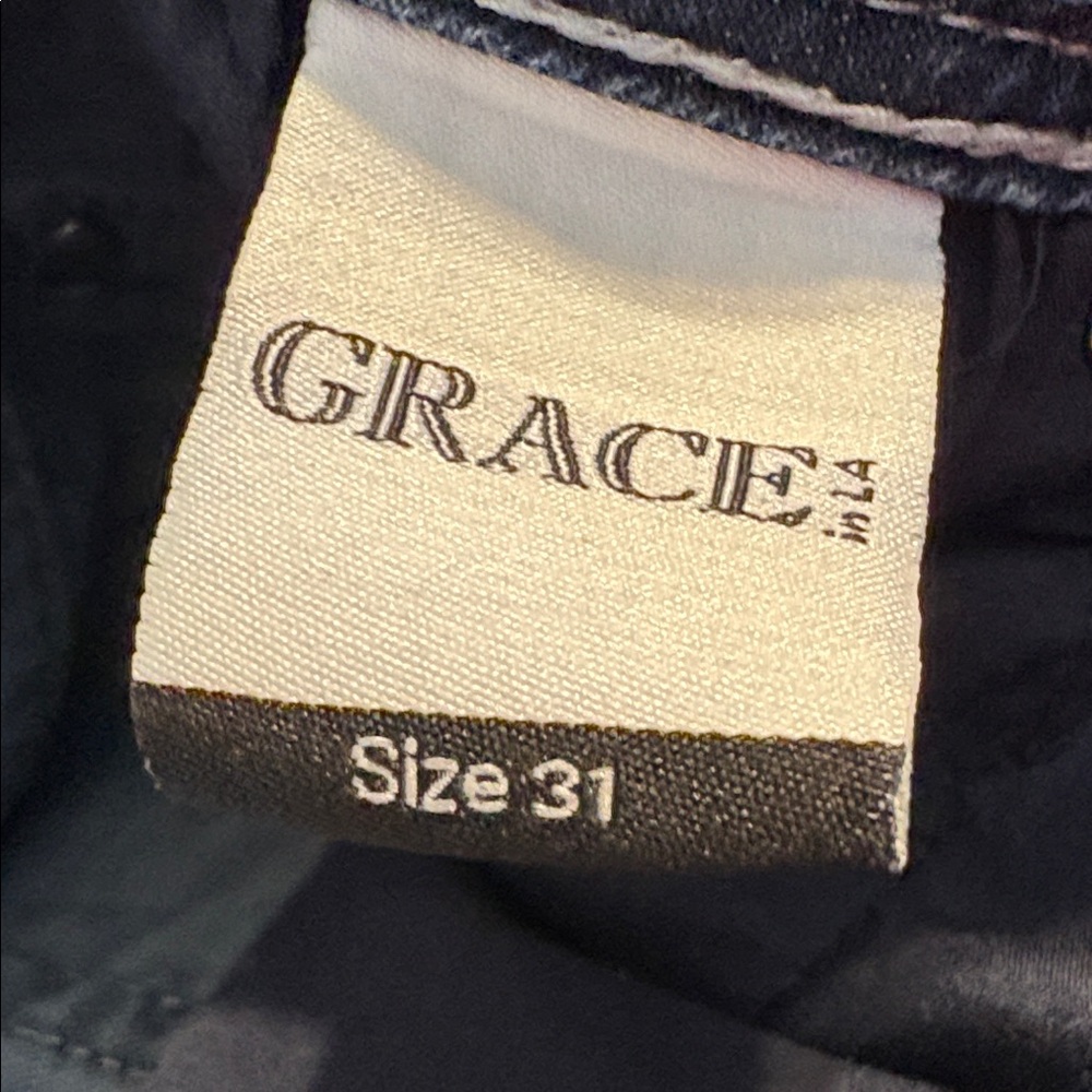 Grace in LA Womens Bootcut Jeans Feather Dreamcatcher Bling Western Y2K Size 31 - Picture 3 of 14